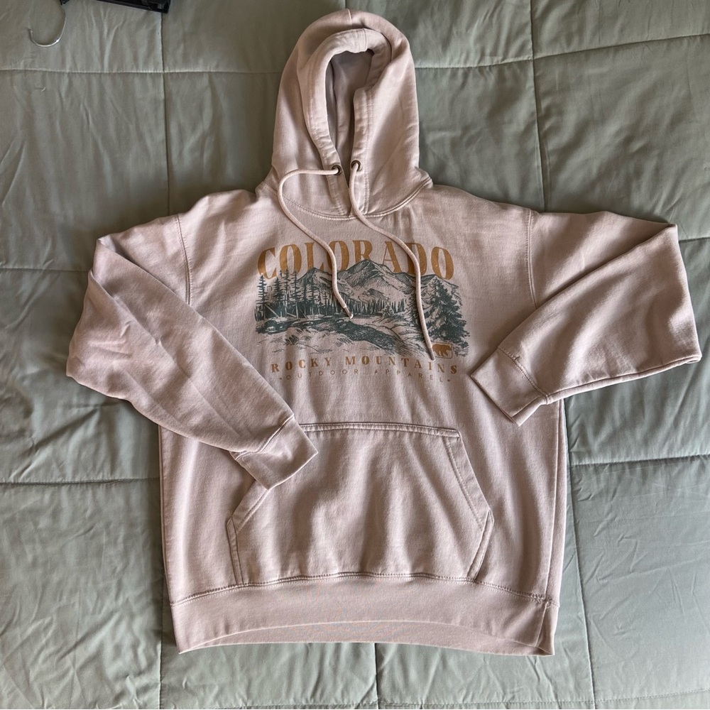 Prairie Mountain Tan ‘Rocky Mountain’ Graphic Hoodie, Women’s size M